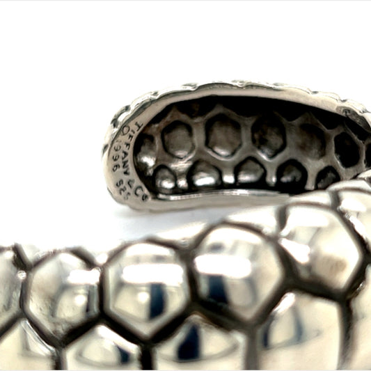 Tiffany & Co Estate Bangle Bracelet 7.5" Medium Beehive Design Sterling Silver TIF361 - Certified Fine Jewelry