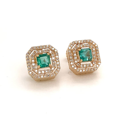 Natural Emerald Diamond Earrings 14k Gold 1.52 TCW Certified $6,950 111888 - Certified Estate Jewelry