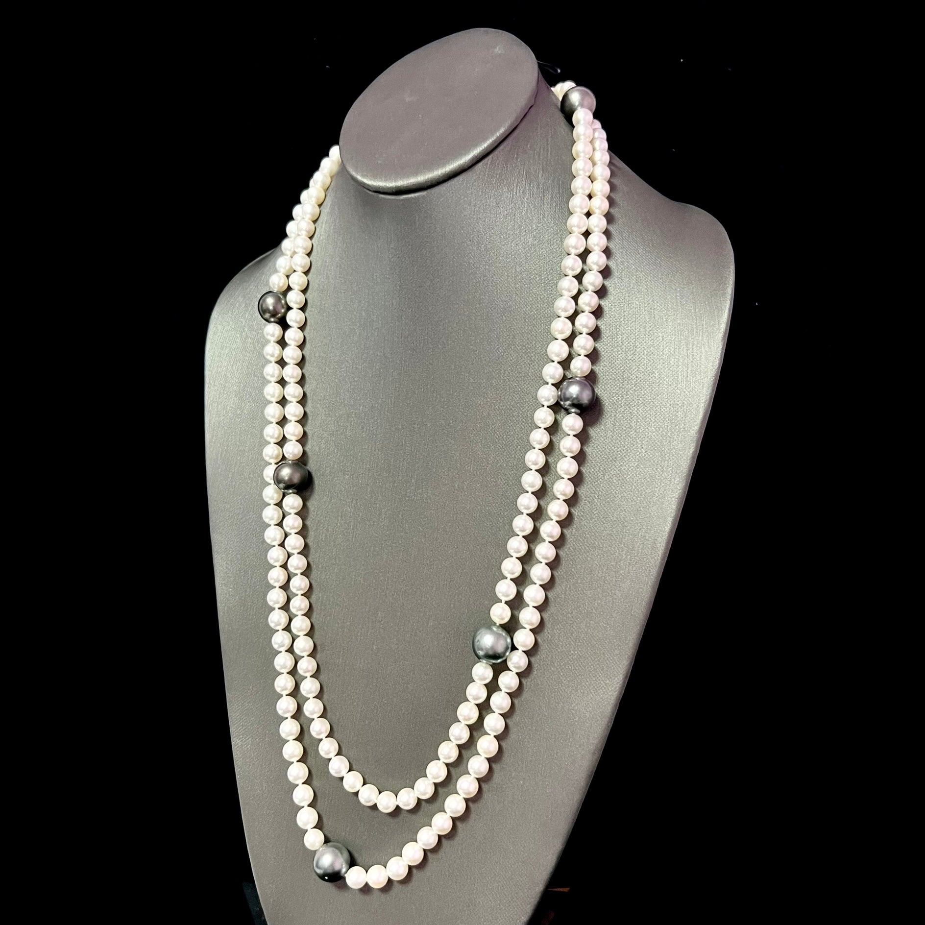 Akoya & Tahitian Pearls Diamond Necklace 53.5" 18k Gold 13.50 mm Certified $ 11,975 216998