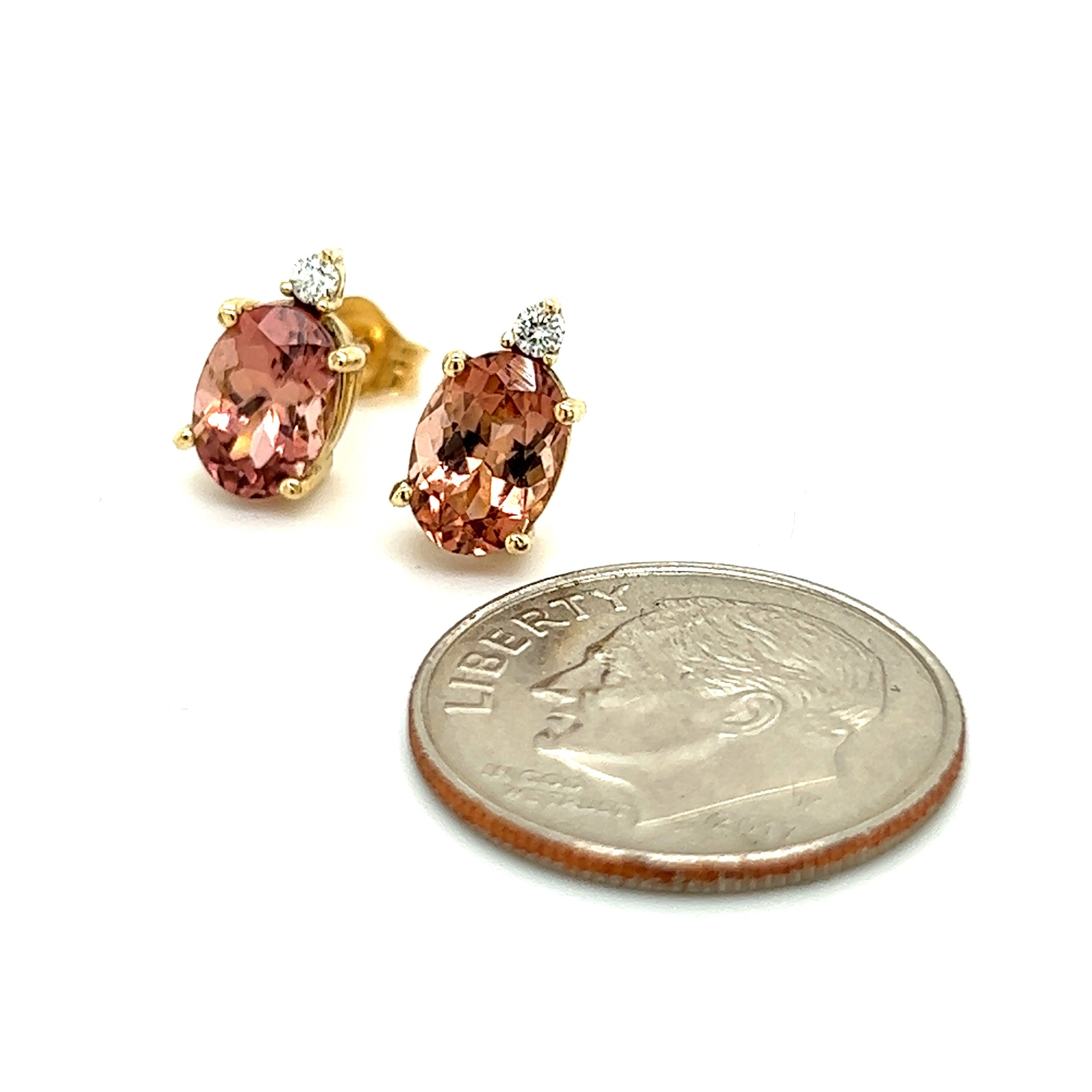 Natural Tourmaline Diamond Stud Earrings 14k Y Gold 1.76 TCW Certified $1,690 121431 - Certified Fine Jewelry
