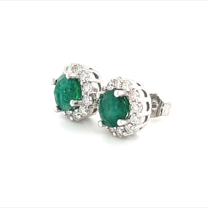 Natural Emerald Diamond Earrings 14k Gold 3.02 TCW Certified $5,490 211182