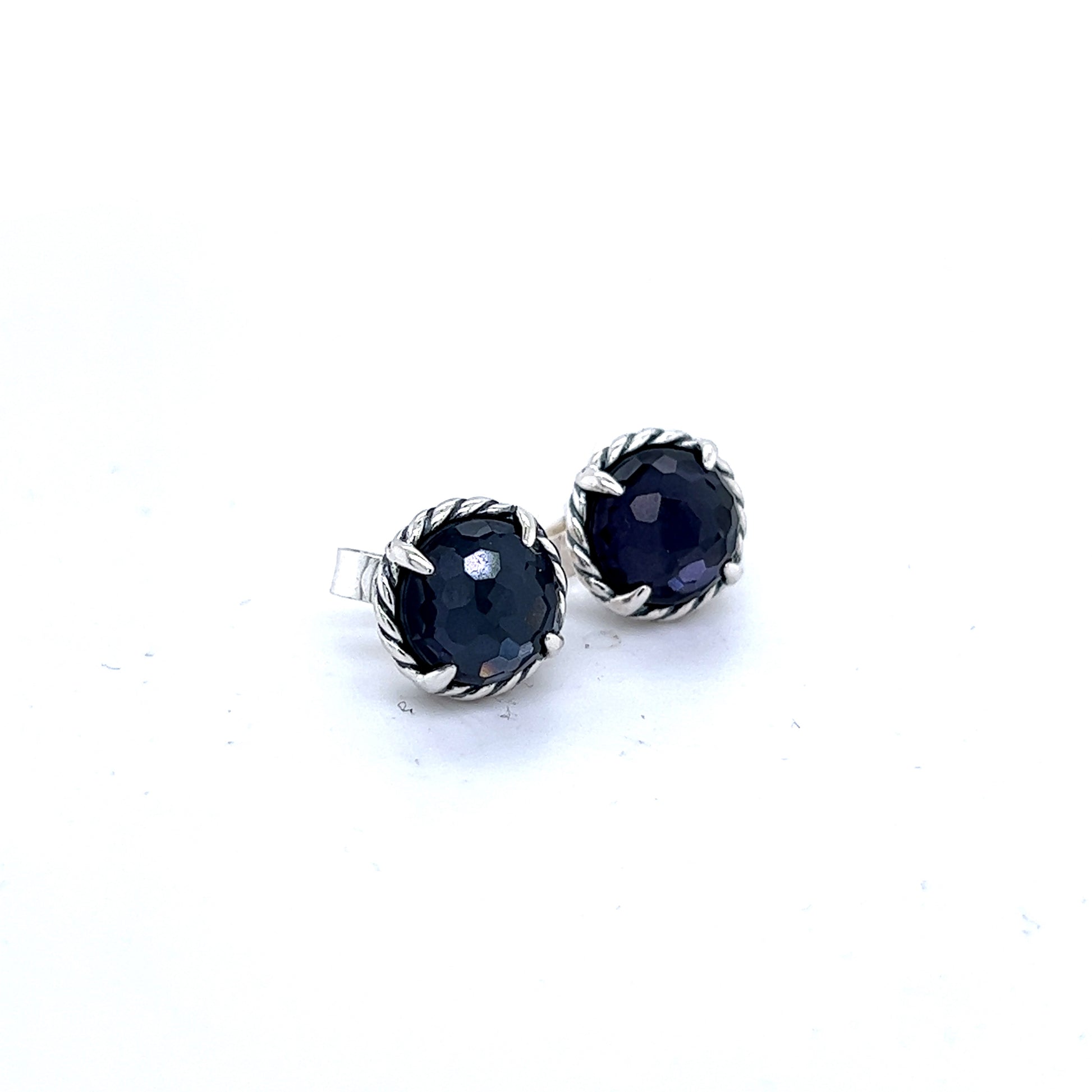 David Yurman Estate Black Orchid Petite Chantelaine Stud Earrings Silver DY160 - Certified Fine Jewelry