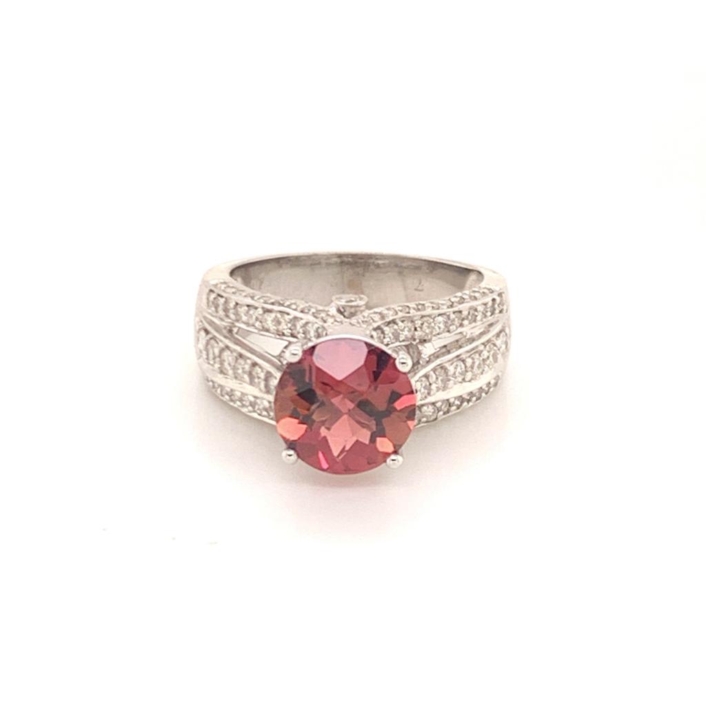 Diamond Rubellite Ring 14k Gold 3.65 Ct Women Certified $4,950 913505 - Certified Estate Jewelry