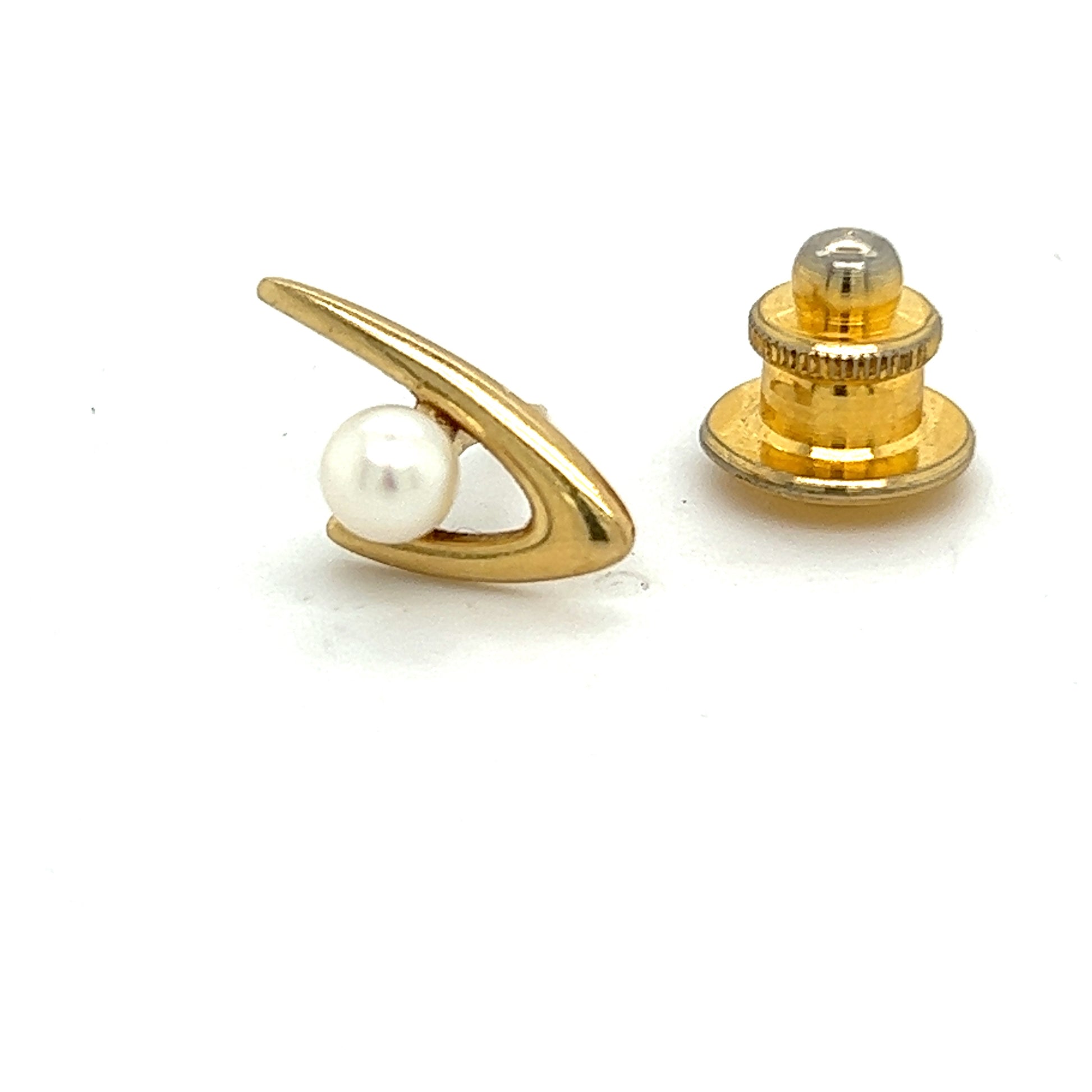 Mikimoto Estate Akoya Pearl Mens Tie Pin 14k Y Gold 4.79 mm M298 - Certified Fine Jewelry