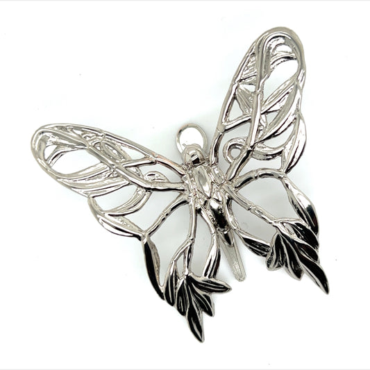 John Hardy Estate Ladies Butterfly Brooch & Scarf Clip Rhodium Plated JH8 - Certified Fine Jewelry