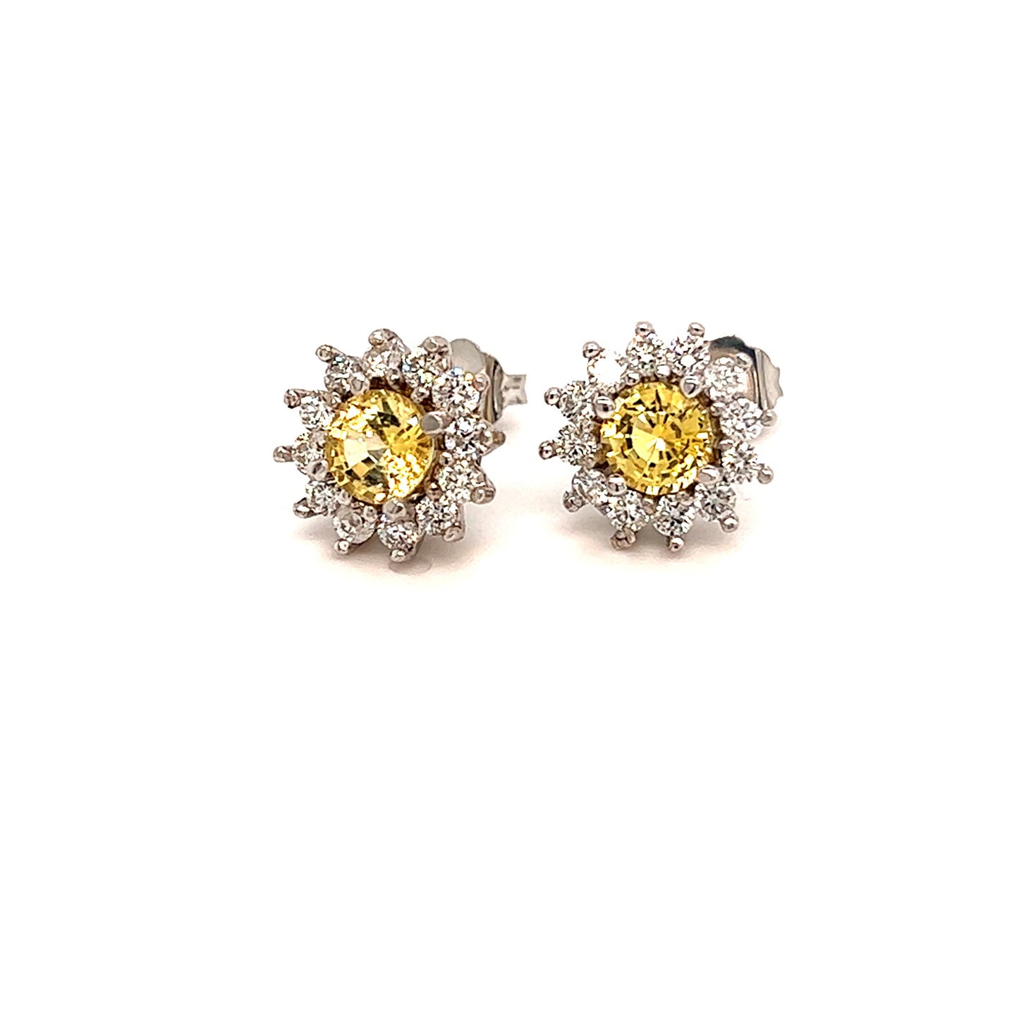 Natural Sapphire Diamond Stud Earrings 14k Gold 2.91 TCW Certified $4,950 121264 - Certified Estate Jewelry