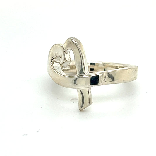 Tiffany & Co Estate Heart Ring Size 4.75 Sterling Silver TIF274 - Certified Fine Jewelry