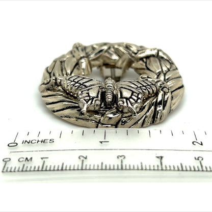 John Hardy Estate Butterfly + Bamboo Brooch & Scarf Clip Rhodium Plated JH1