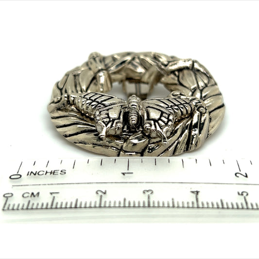John Hardy Estate Butterfly + Bamboo Brooch & Scarf Clip Rhodium Plated JH1 - Certified Fine Jewelry