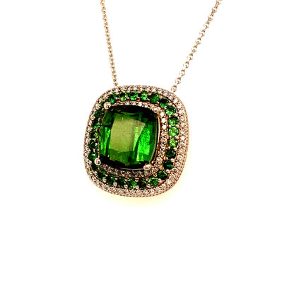 Diamond Tourmaline Garnet Pendant Necklace 17" 9.13 TCW Certified $9,795 213257