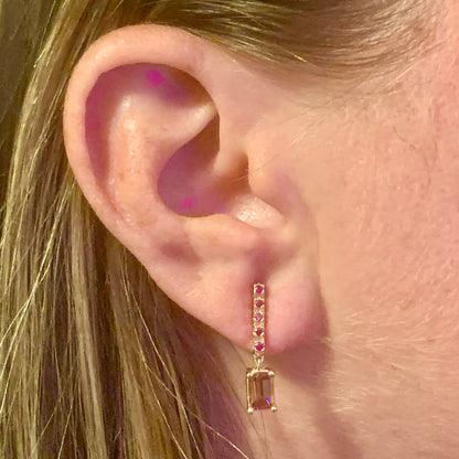 Rubellite Tourmaline Ruby Earrings 14k Gold 1.25 TCW Certified $3,950 018676 - Certified Estate Jewelry