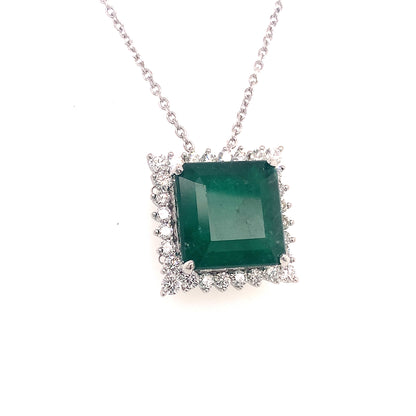 Diamond Emerald Necklace 18" Platinum 9.70 TCW GIA Certified $16,950 921902 - Certified Estate Jewelry