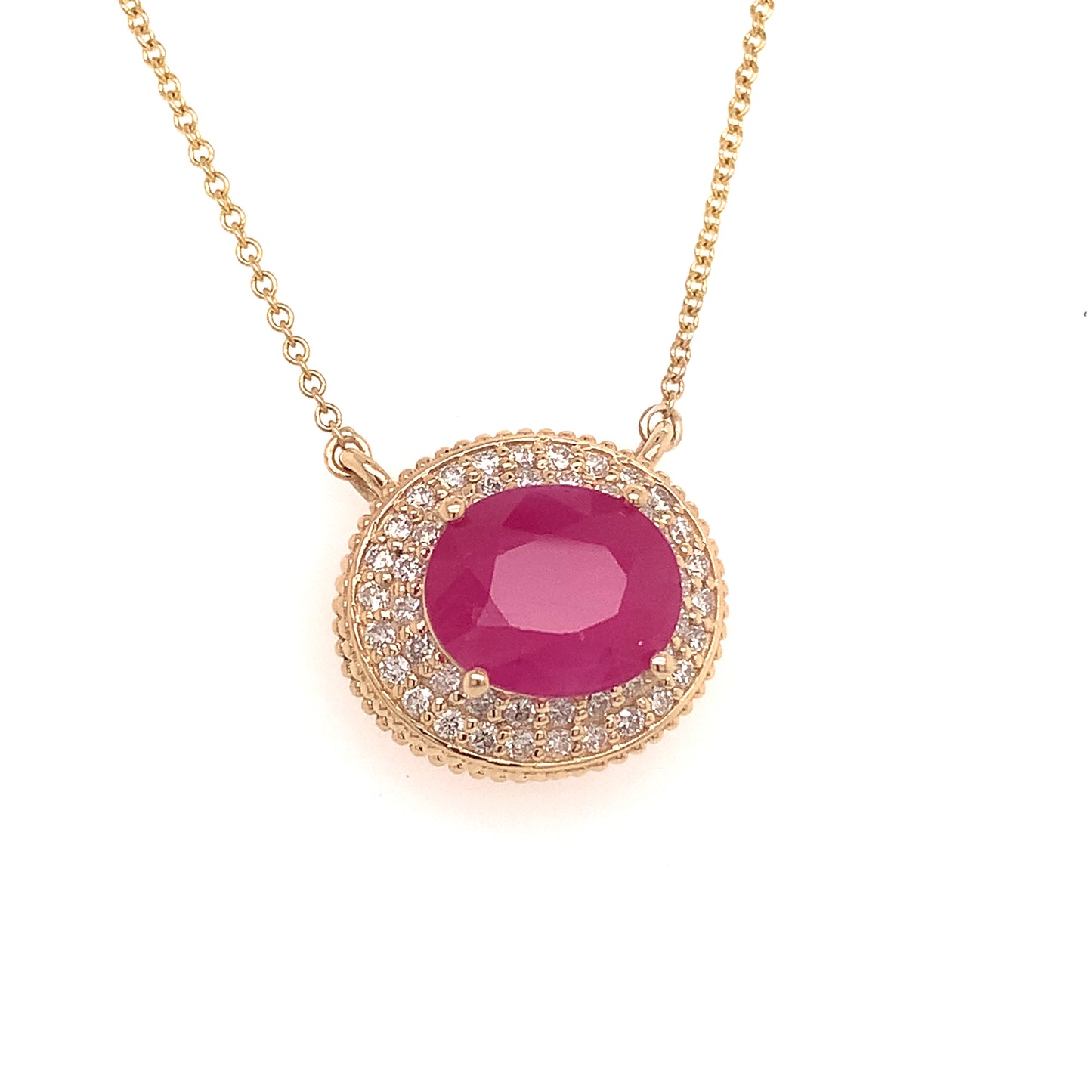 Ruby Diamond Necklace 14k Gold 18" 5.06 TCW Certified $5,975 121097 - Certified Fine Jewelry