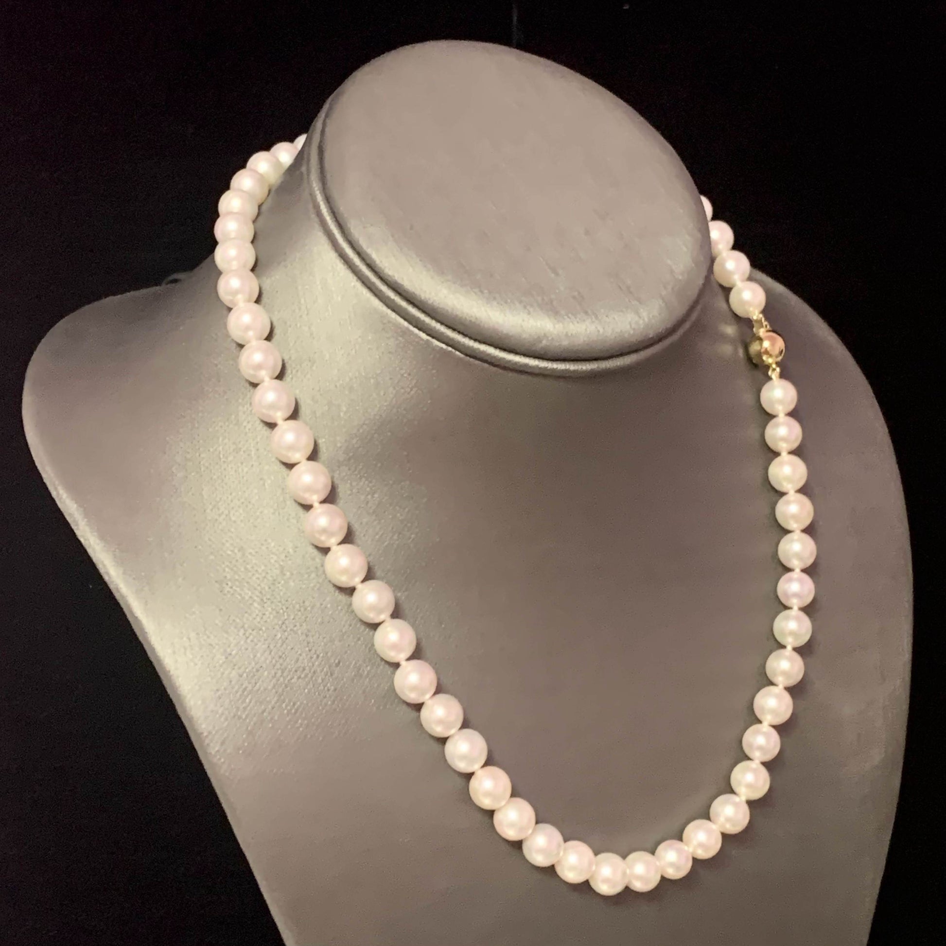 Akoya Pearl Necklace 14k Gold 18" 8.0 mm Certified $3,990 113095 - Certified Estate Jewelry