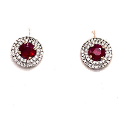 Diamond Ruby Earrings 18 KT White Gold 1.36 TCW Certified $3,950 017701 - Certified Estate Jewelry