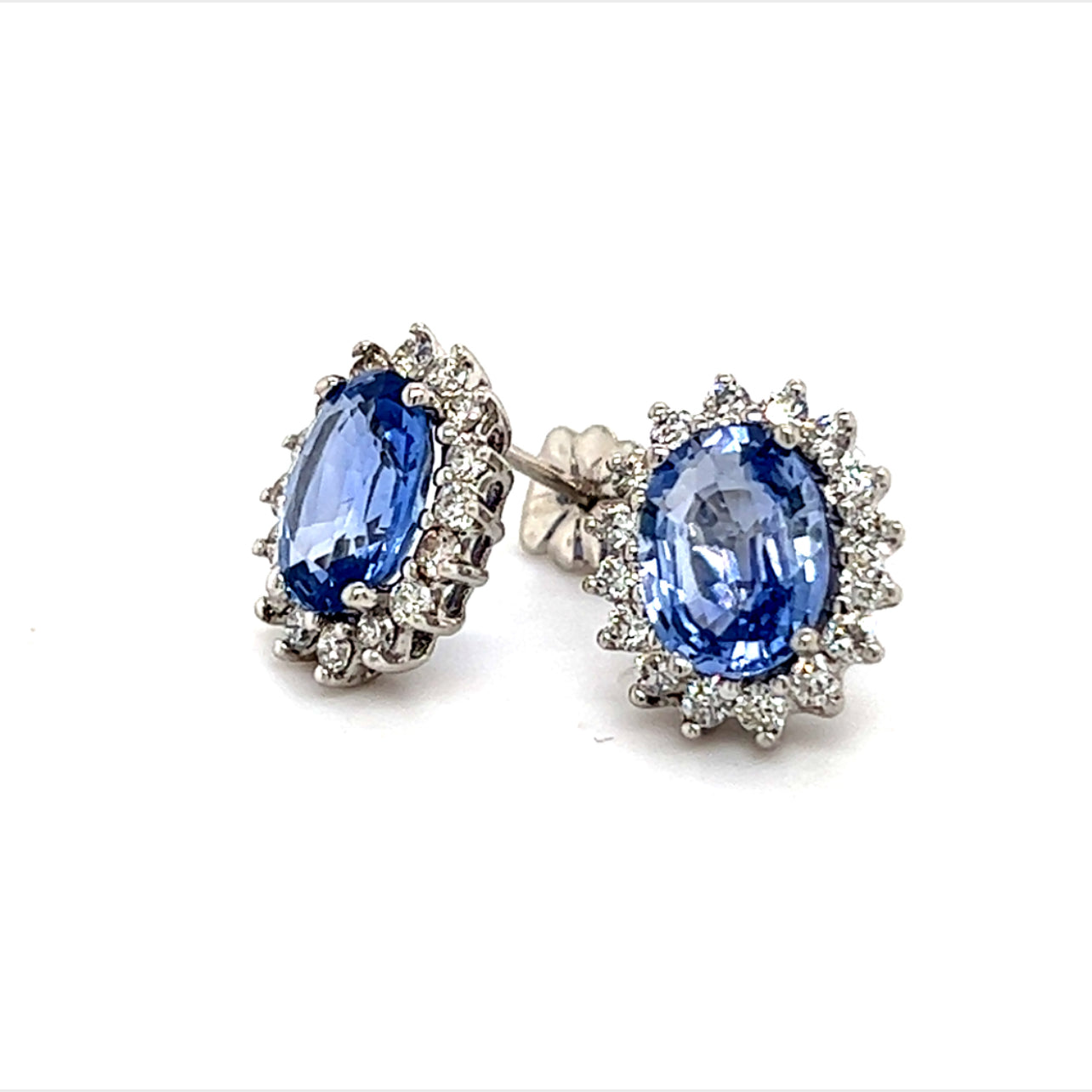 Natural Sapphire Diamond Earrings 14k Gold 3.2 TCW Certified $5,950 211909 - Certified Estate Jewelry