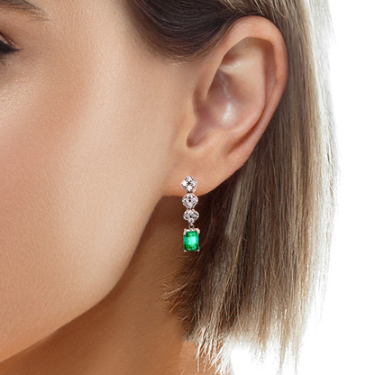 Natural Emerald Diamond Earrings 14 KT 2.13 TCW Certified $4,950 017932