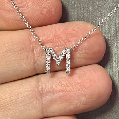 Diamond Letter "M" Pendant Necklace 18" 14k Gold 0.19 TCW Certified $1,950 121278 - Certified Fine Jewelry