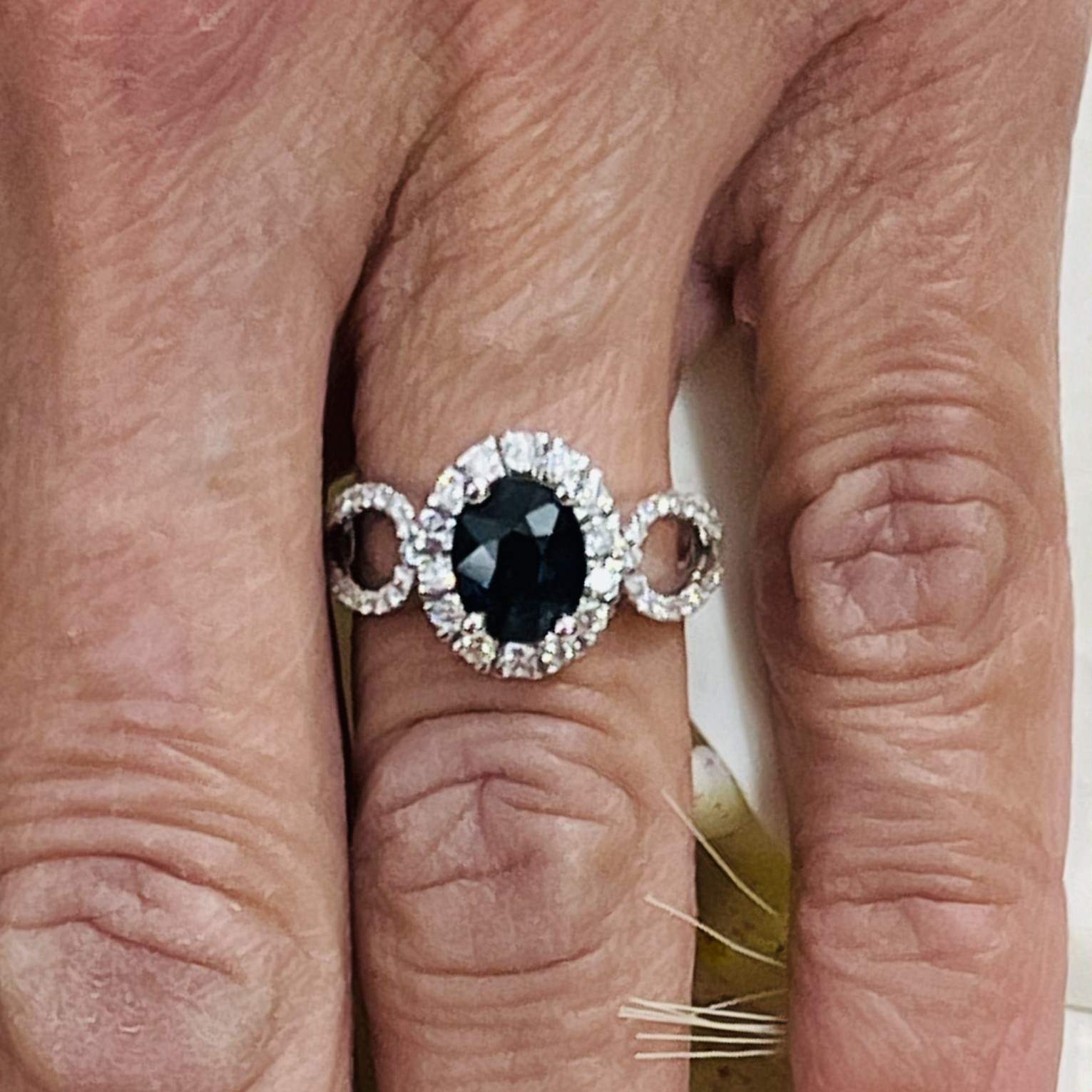 Natural Sapphire Diamond Ring Size 6.25 14k W Gold 2.93 TCW Certified $5,950 216682 - Certified Fine Jewelry