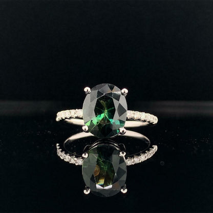 Sapphire Diamond Ring 14k White Gold 4.40 mm Certified $3,950 921163 - Certified Fine Jewelry