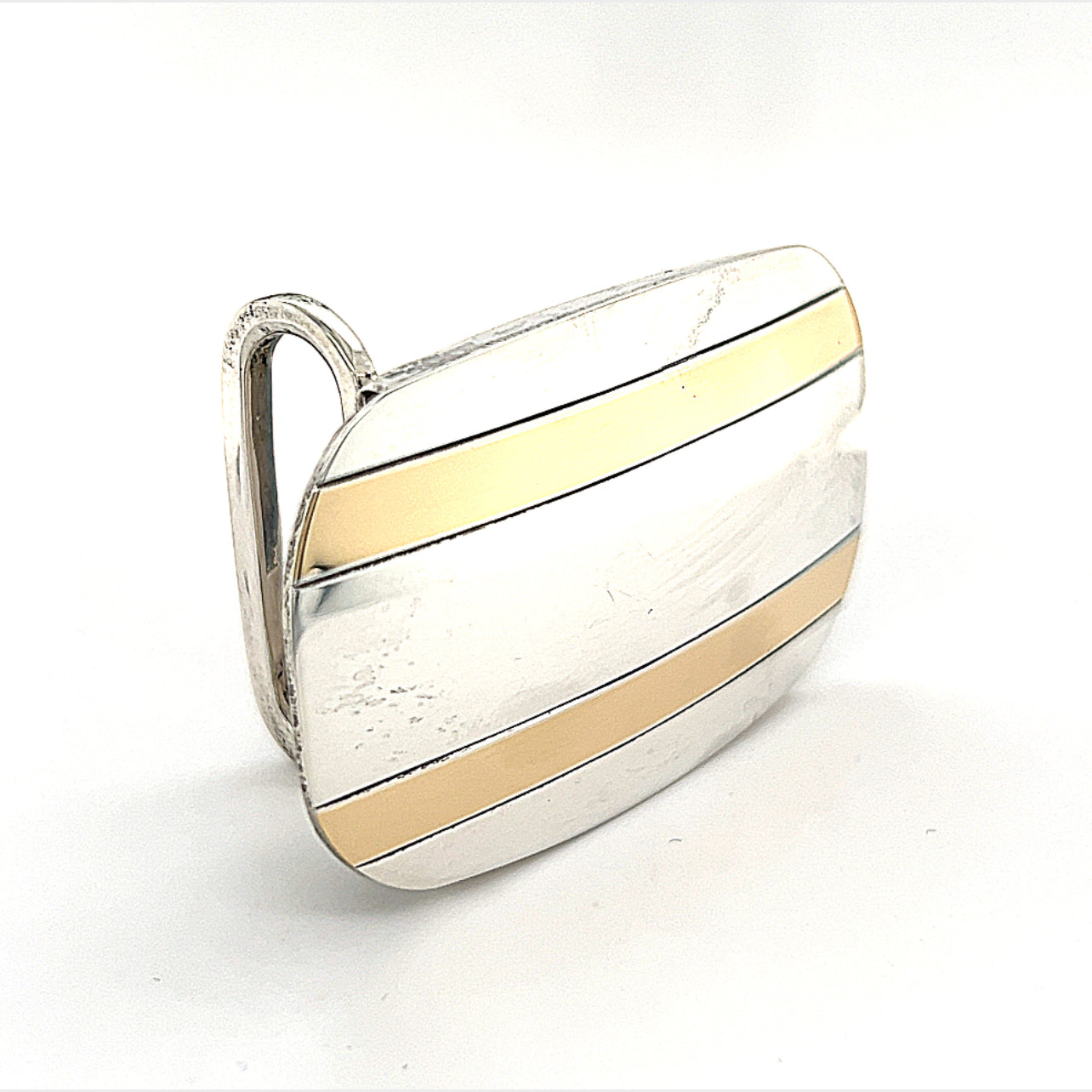 Tiffany & Co Estate Mens Belt Buckle 14k Gold Sterling Silver 25g TIF231 - Certified Estate Jewelry