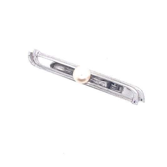 Mikimoto Estate Akoya Pearl Tie Bar Sterling Silver 6.73 mm 5.91 Grams M172 - Certified Fine Jewelry