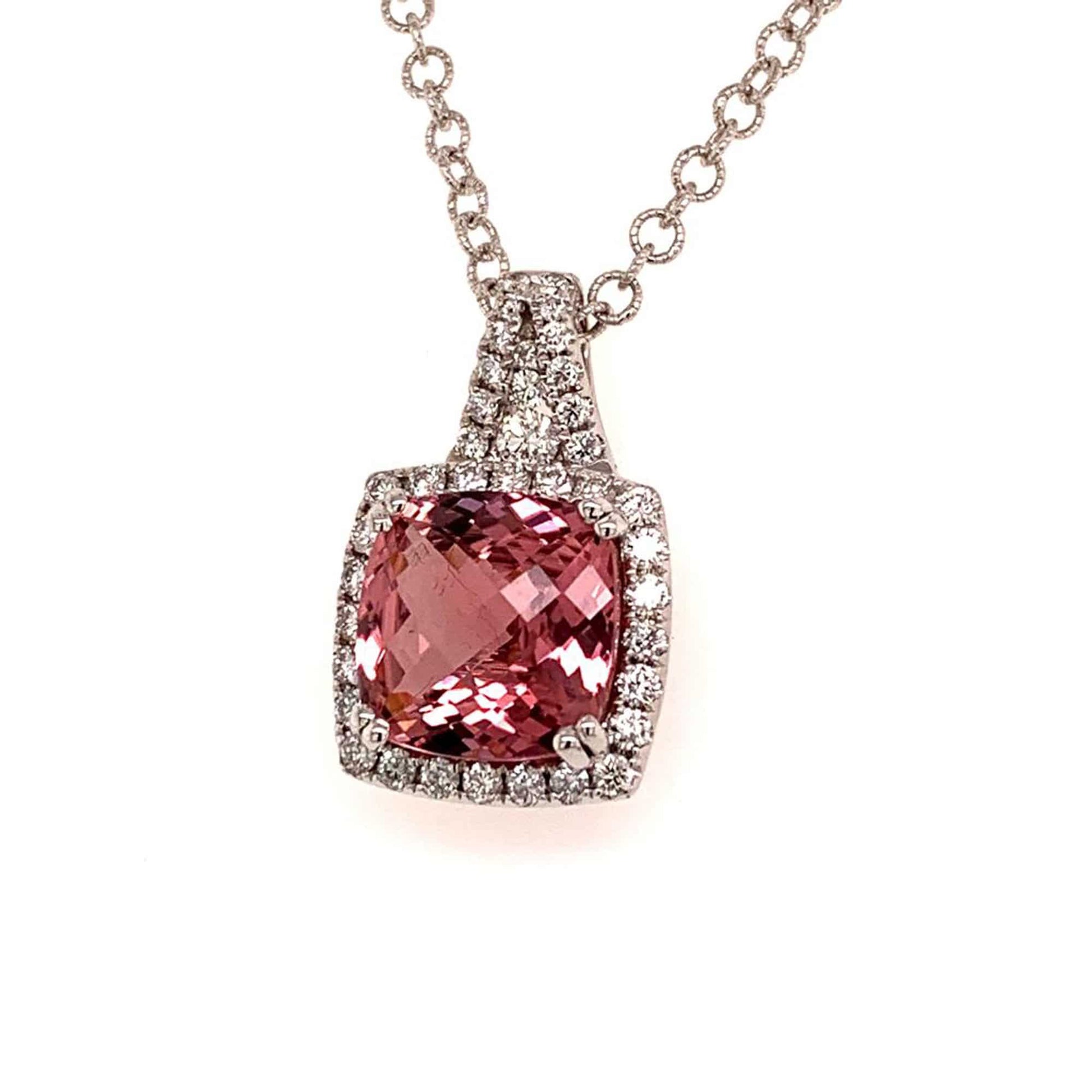 Diamond Rubellite Tourmaline Necklace 5.47 CT 18k Gold Certified $5,590 921150 - Certified Estate Jewelry