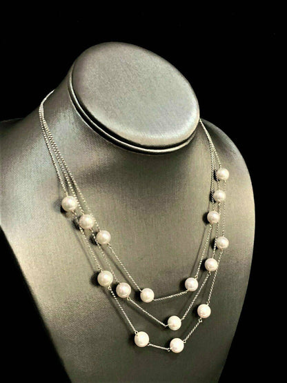 Akoya Pearl Triple Strand Necklace 8.5 mm 14k Gold Certified $3,595 721467 - Certified Estate Jewelry