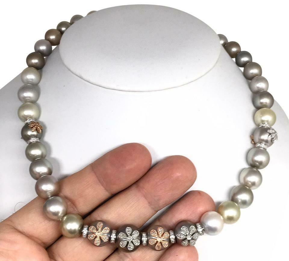 Diamond South Sea Pearl Necklace 12.80 mm 17.5" Certified $14,950 910878 - Certified Estate Jewelry