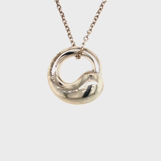 Tiffany & Co Estate W/Swirl Pendant Necklace 16" Silver By Elsa Peretti TIF226