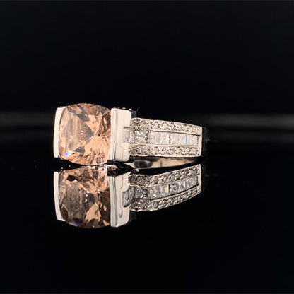 Diamond Morganite Ring 2.76 TCW 18k Gold Women Certified $3,950 910799 - Certified Fine Jewelry