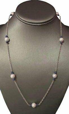 Akoya Pearl Sapphire Necklace 14k Gold 8.5 mm 21.5" Certified $2,450 721477 - Certified Fine Jewelry