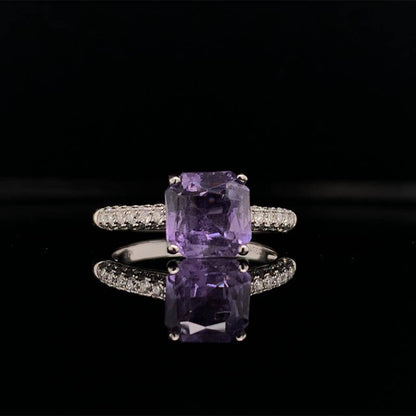 Purple Sapphire Diamond Ring 18k Gold Women 1.72 TCW Certified $3,950 913136 - Certified Fine Jewelry