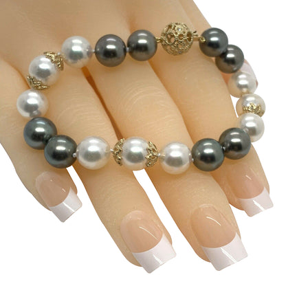 Diamond Akoya Tahitian Pearl Bracelet 14k Gold 7.5" Certified $3,950 917753 - Certified Estate Jewelry