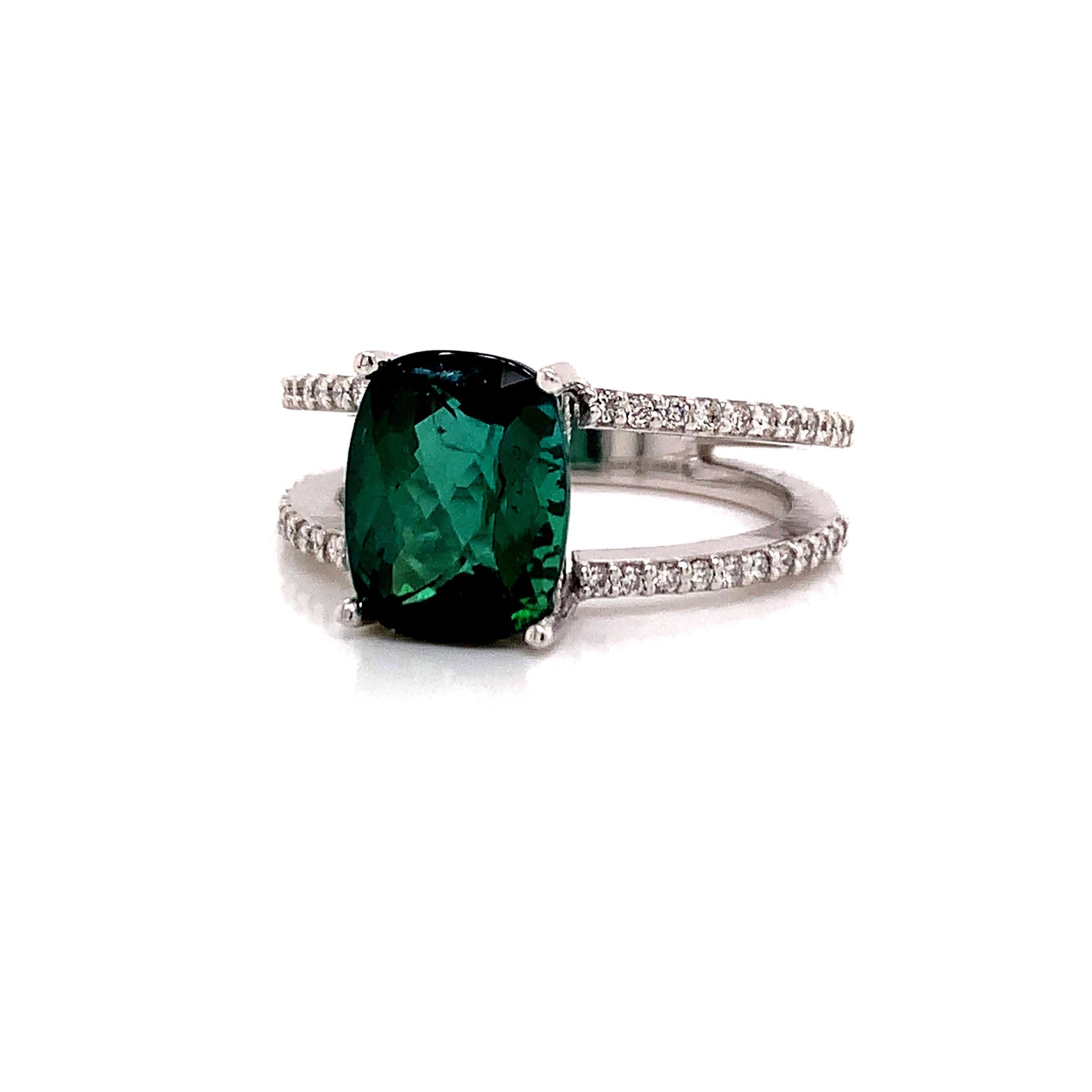 Natural Tourmaline Diamond Ring 14k WG 3.33 TCW Certified $4,950 111876 - Certified Estate Jewelry