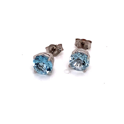 Natural Aquamarine Stud Earrings 14k White Gold 1.3 CTW Certified $950 113470 - Certified Fine Jewelry