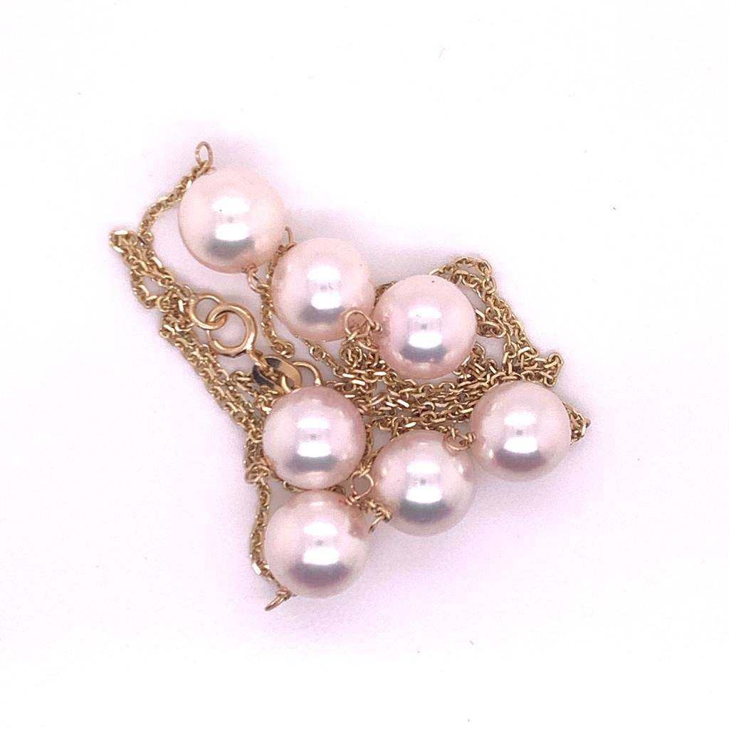 Akoya Pearl Tincup Necklace 14k Gold 8.4 mm 19.5" Certified $1,850 721782 - Certified Estate Jewelry