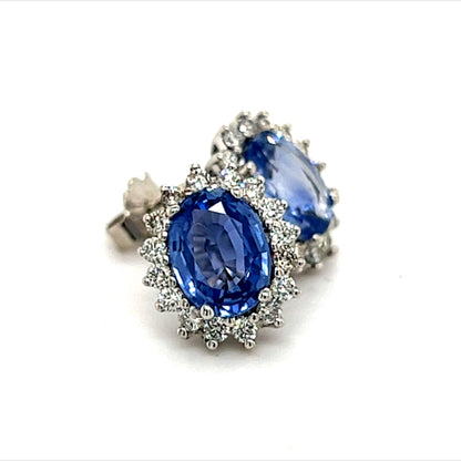 Natural Sapphire Diamond Earrings 14k Gold 3.2 TCW Certified $5,950 211909 - Certified Estate Jewelry