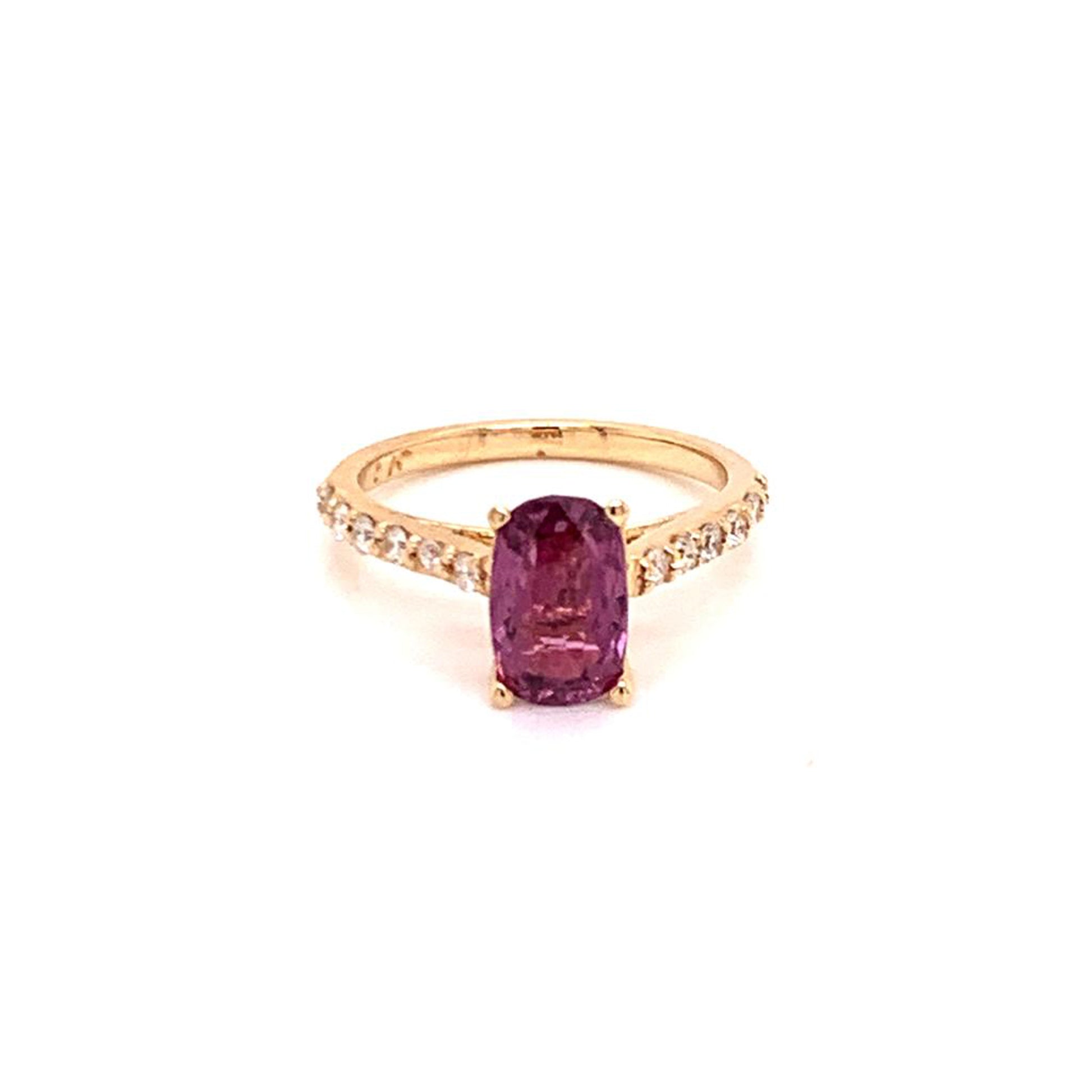 Diamond Purple Sapphire Ring 2 CT 14k Gold Certified $4,925 Women 915192 - Certified Estate Jewelry