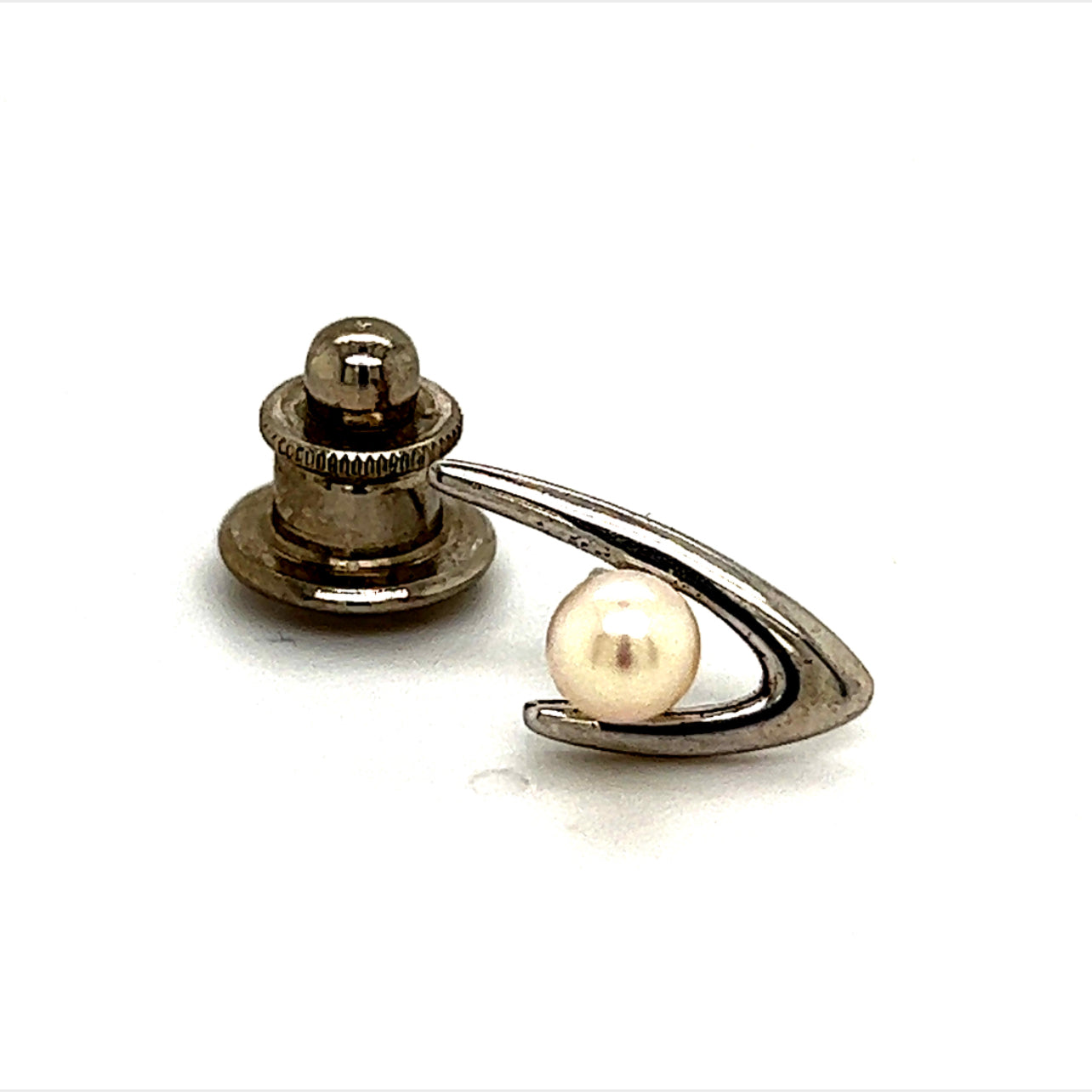 Mikimoto Estate Akoya Pearl Tie Pin Sterling Silver 4.95 mm M275 - Certified Fine Jewelry