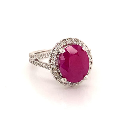 Natural Ruby Diamond Ring 14k Gold 6.5 TCW Size 5.75 GIA Certified $6,950 111871 - Certified Estate Jewelry