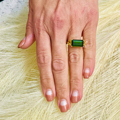 Natural Tourmaline Diamond Ring Size 7 14 Y Gold 7.03 TCW Certified $6,490 219226 - Certified Fine Jewelry