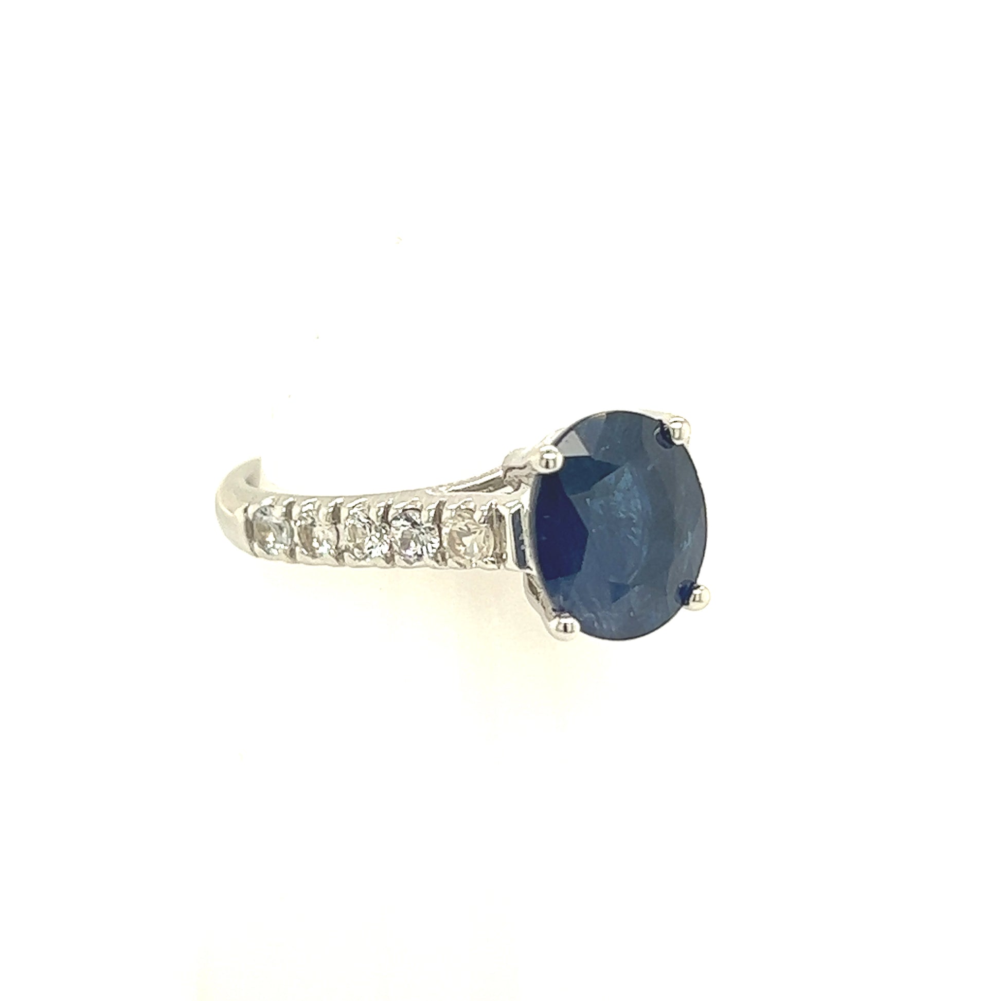 Natural Sapphire Diamond Ring Size 7 14k W Gold 3 TCW Certified $2,990 216680