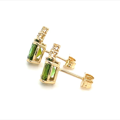 Natural Tourmaline Diamond Earrings 14k Gold 1.87 TCW Certified $2,950 210759 - Certified Estate Jewelry