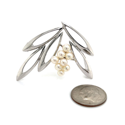 Mikimoto Estate Akoya Pearl Brooch Pin Sterling Silver 4.5 mm M270 - Certified Fine Jewelry