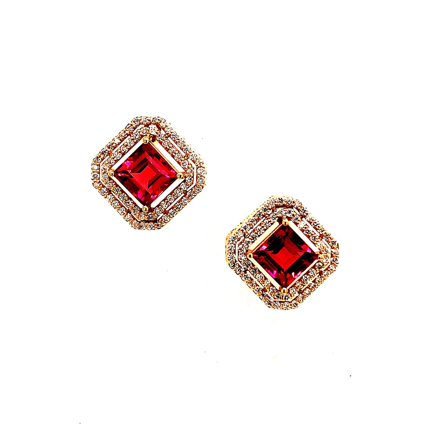 Natural Tourmaline Diamond Earrings 14k Gold 4.47 TCW Certified $6,970 112167 - Certified Estate Jewelry