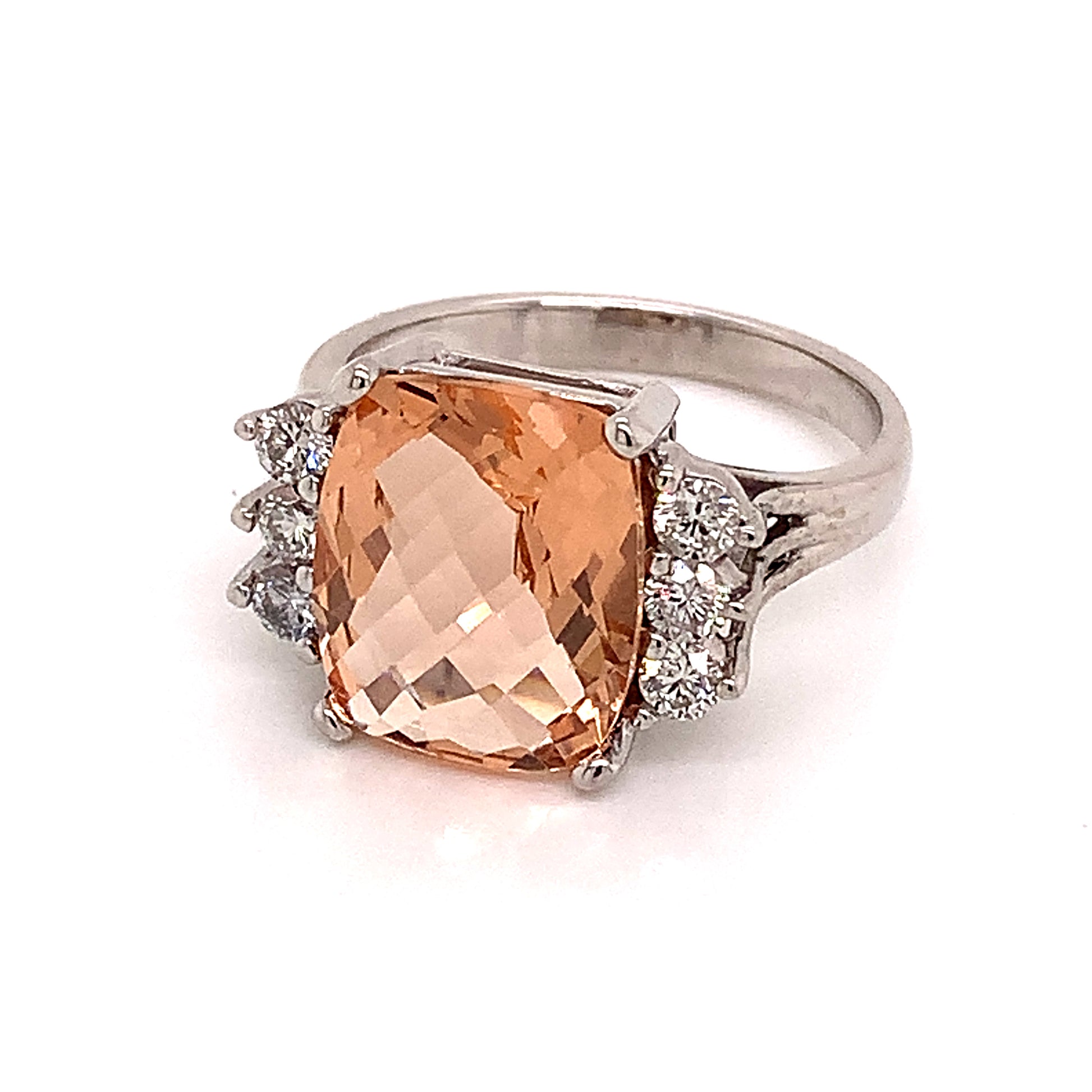 Diamond Morganite Ring Size 7.25 14k Gold 5.60 TCW Certified $5,950 120600