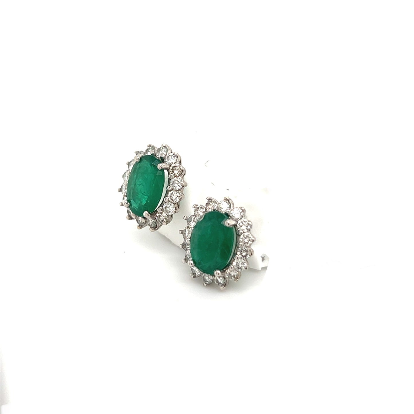 Natural Emerald Diamond Earrings 14k Gold 2.87 TCW Certified $6,950 211888