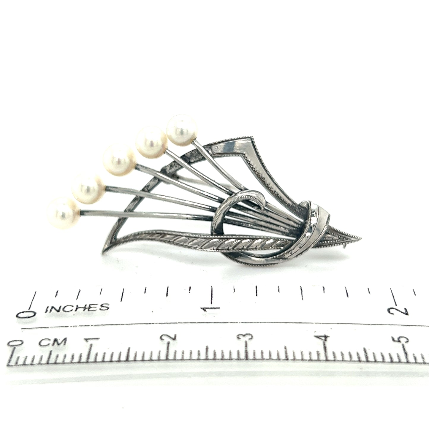 Mikimoto Estate Akoya Pearl Brooch Pin Sterling Silver 5.4 mm M287 - Certified Fine Jewelry