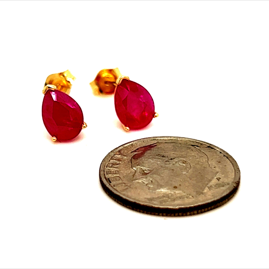 Natural Ruby Stud Earrings 14k Gold 3.68 mm 2.40 TCW Certified $2,090 215093 - Certified Fine Jewelry